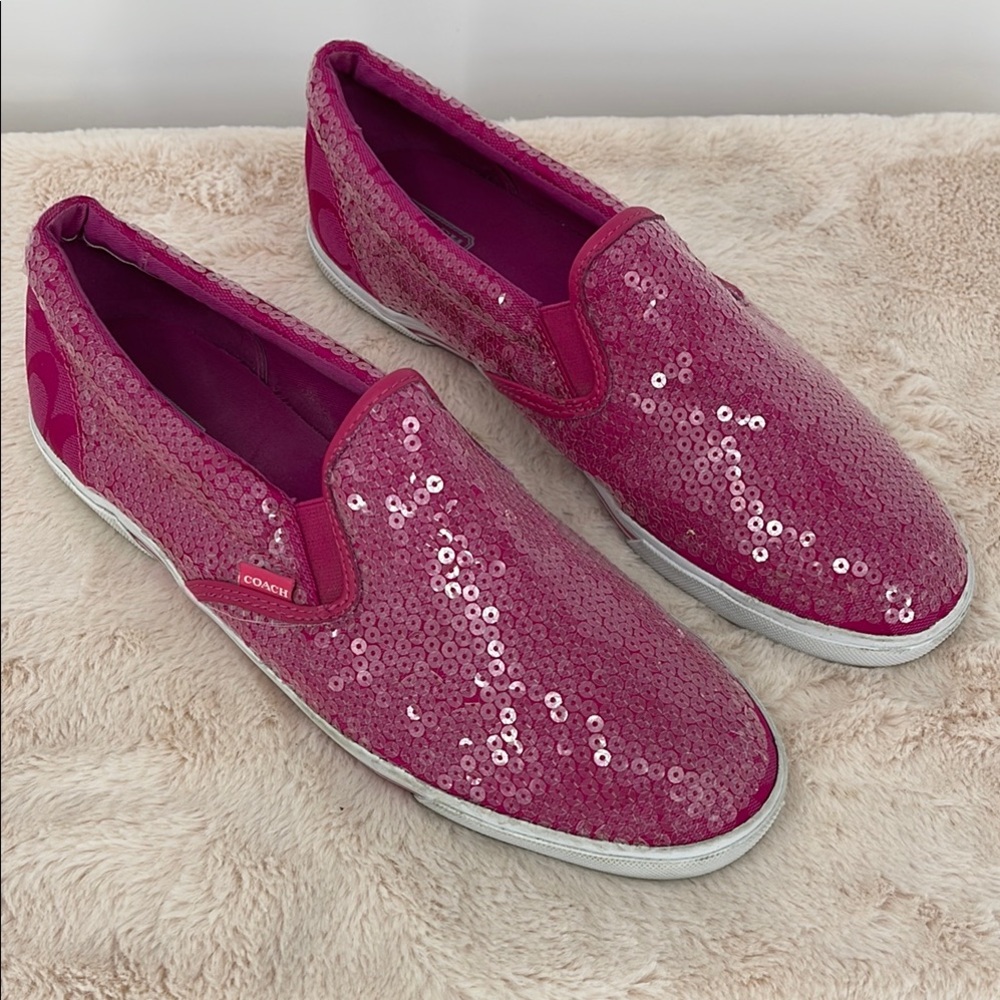 Coach Pink Sequin Sneakers